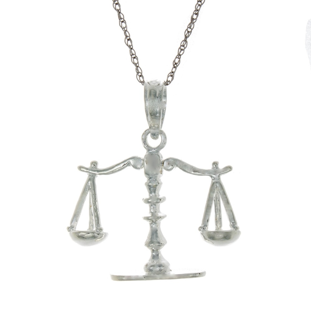 925 Sterling Silver Scale of Justice Libra Necklace Charm Pendant Moveable